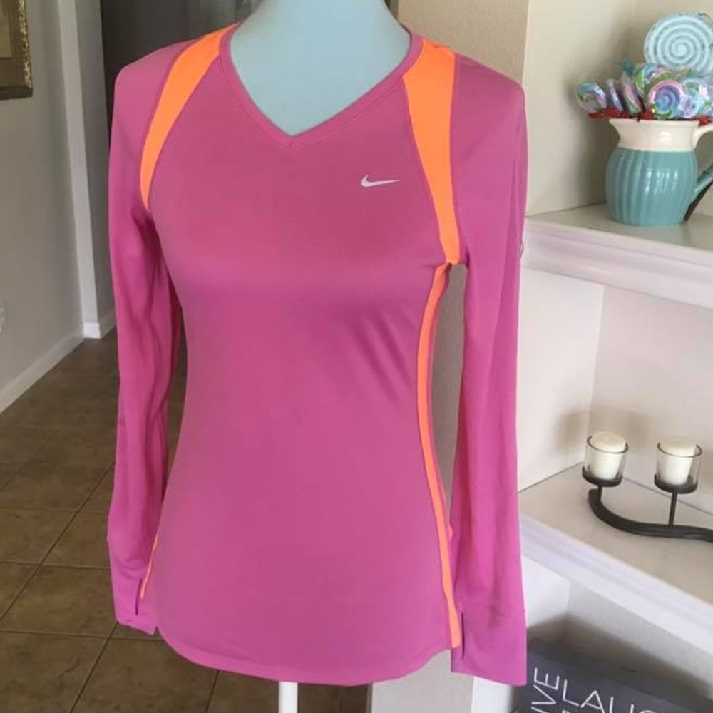 Nike running colorblock long sleeve top tee S - Picture 1 of 5